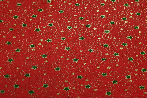 Little Stars On Red Patchwork / Craft Fabric