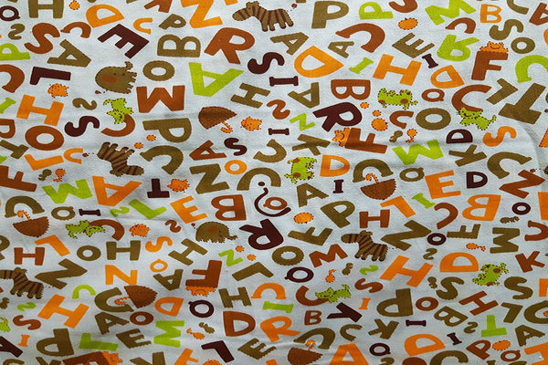 Rainbow Fabrics Multi Color Letter Abstract Printed Cotton