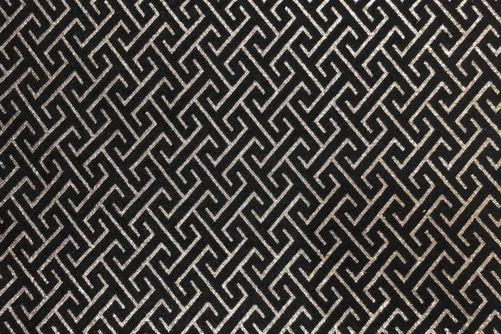 Rainbow Fabrics PB:  Metallic Printed On Black Polyester Brocade