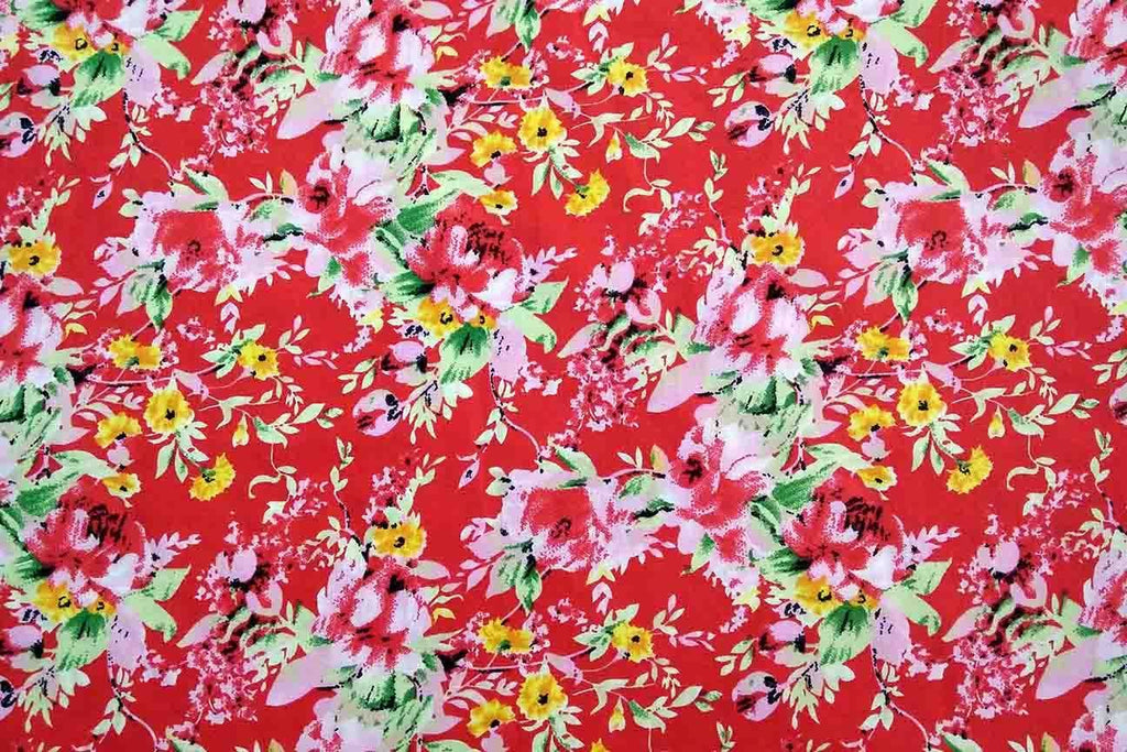 Rainbow Fabrics PCP2: Marigold Red Printed Cotton Poplin