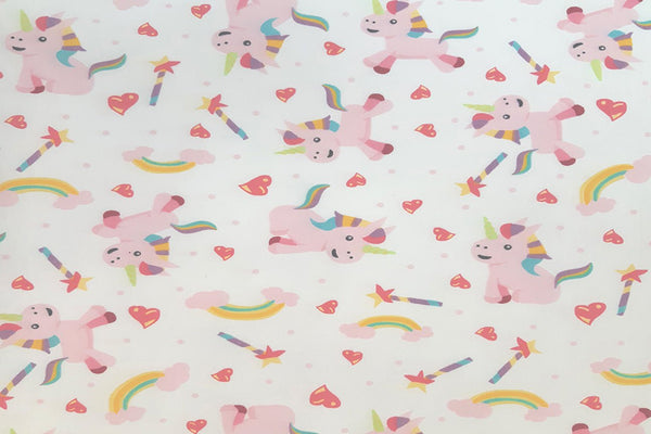 Rainbow Fabrics Pink Unicorn Patchwork / Craft Fabric Red Craft Fabric