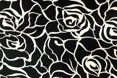 PL: White Rose Abstract on Black Lycra / Spandex SOLD OUT
