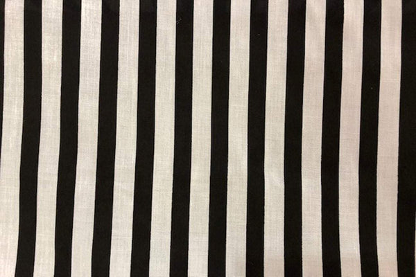 Rainbow Fabrics PP: Black and White Stripes Printed Poly Cotton Multi Coloured