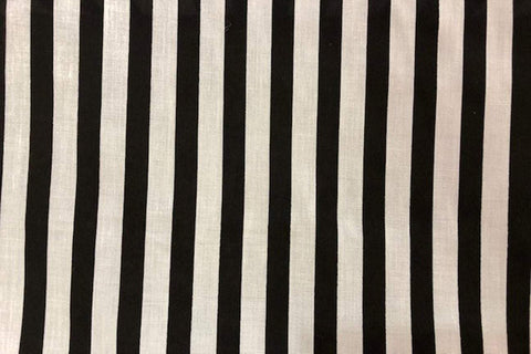 PP: Black and White Stripes Printed Poly Cotton Poplin