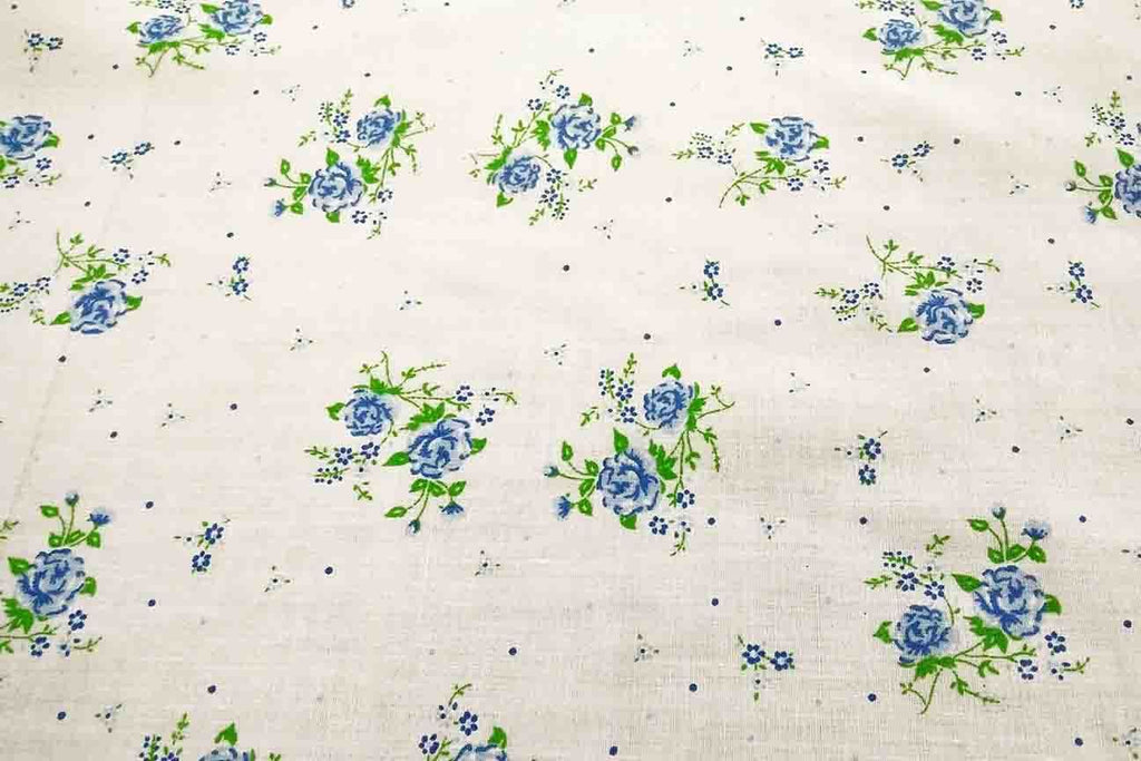 Rainbow Fabrics PP: Blue Flowers Printed Poly Cotton Multi Coloured
