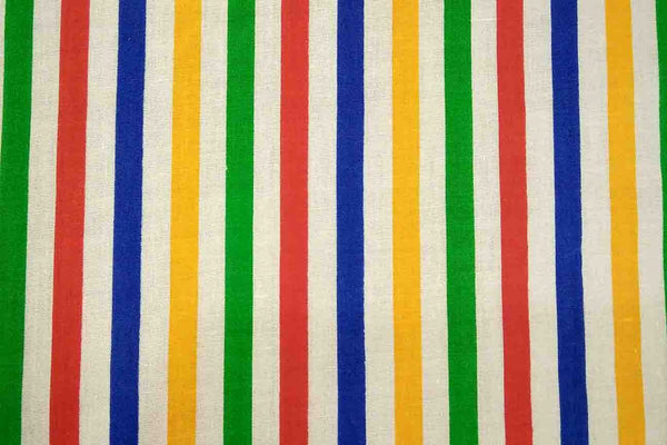Rainbow Fabrics PP: Colourful Stripes Printed Poly Cotton Multi Coloured