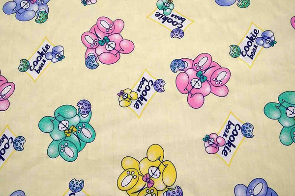 Rainbow Fabrics PP: Cookie Bunny Yellow Printed Poly Cotton Multi Coloured