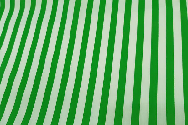 Rainbow Fabrics PP: Green And White Stripe Printed Poly Cotton Poplin Multi Coloured