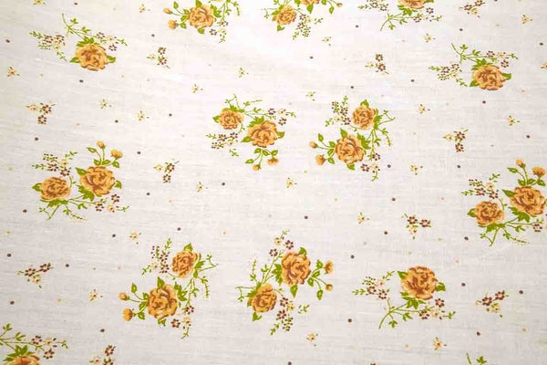 Rainbow Fabrics PP: Orange Flowers Printed Poly Cotton Multi Coloured