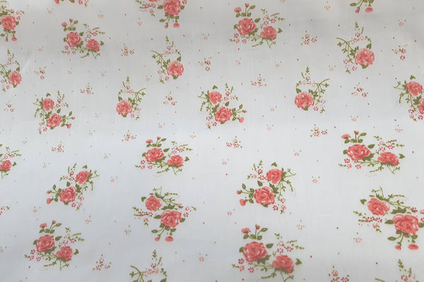Rainbow Fabrics PP: Orange Red Flower Printed Poly Cotton Poplin Multi Coloured
