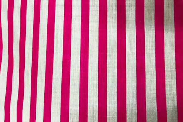Rainbow Fabrics PP: Pink and White Stripes Printed Poly Cotton Multi Coloured