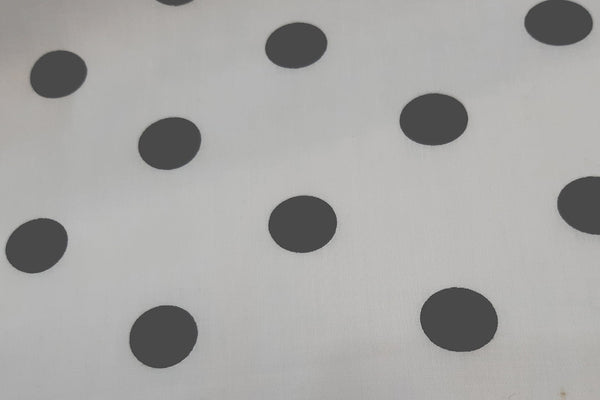 Rainbow Fabrics PP: Polka Dots - Black On White Printed Poly Cotton Poplin Multi Coloured