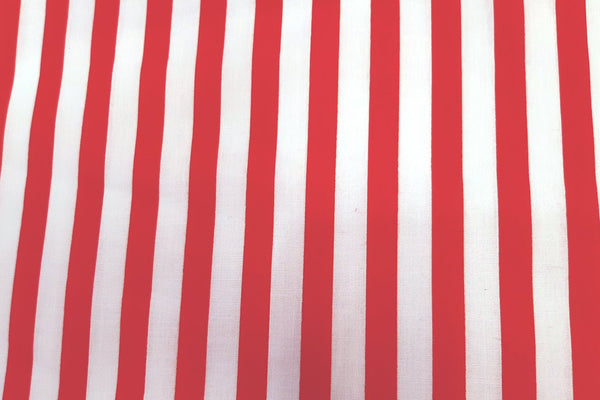 Rainbow Fabrics PP: Red And White Stripe Printed Poly Cotton Poplin Multi Coloured