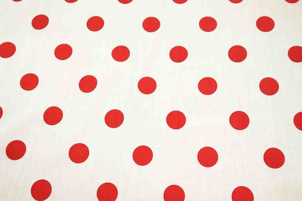 Rainbow Fabrics PP: Red Dots on White Printed Poly Cotton White Fabric