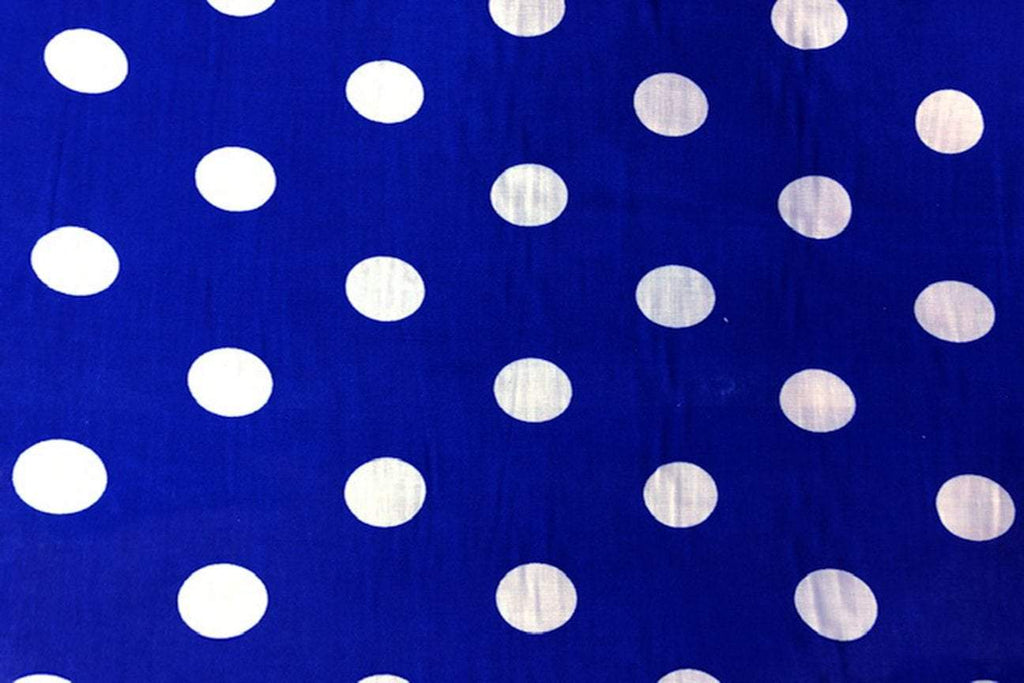 Rainbow Fabrics PP: White Dots On Blue Printed Poly Cotton Multi Coloured