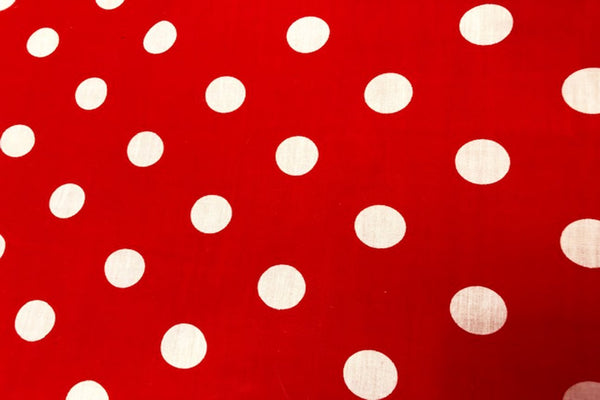 Rainbow Fabrics PP: White Dots On Red Printed Poly Cotton Multi Coloured
