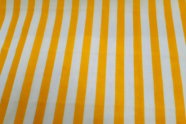 Rainbow Fabrics PP: Yellow And White Stripe Printed Poly Cotton Poplin Multi Coloured