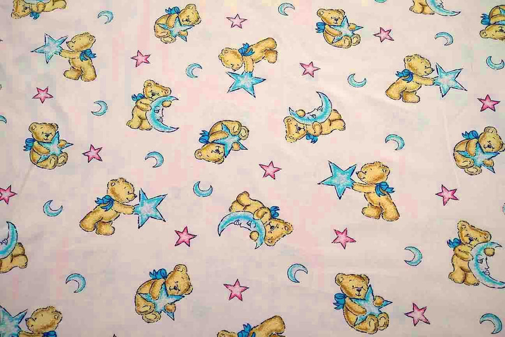 Rainbow Fabrics PPC: Baby Bears on Pink Printed Cotton Poplin Multi Coloured