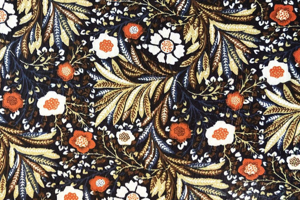 Rainbow Fabrics PTC: Brown Tone Flower Printed Chiffon Price per meter