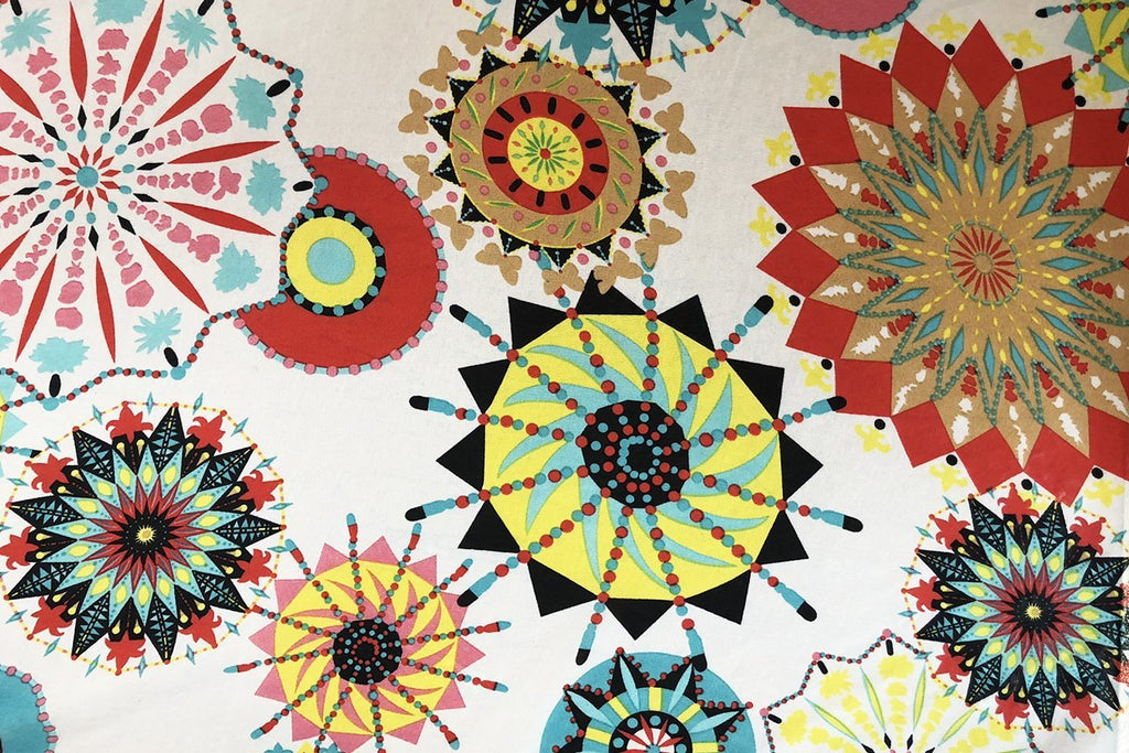 Rainbow Coloured Flower Printed Chiffon Fabric Rainbow Fabrics