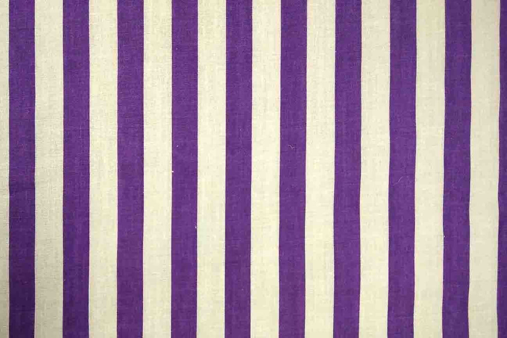 Rainbow Fabrics Purple and White Stripes Printed Poly Cotton Multi Coloured