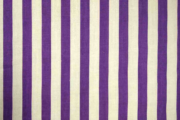 Rainbow Fabrics Purple and White Stripes Printed Poly Cotton Multi Coloured