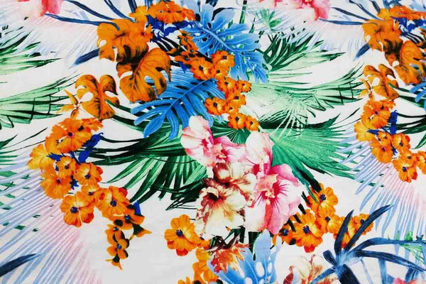 Rainbow Fabrics R1: Tropical Flowers Rayon