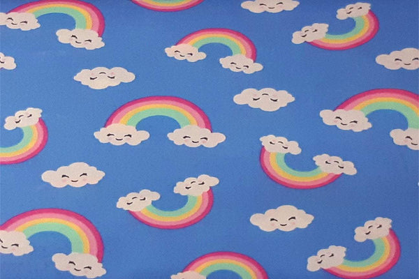 Rainbow Fabrics Rainbow On Blue Patchwork / Craft Fabric Blue Craft Fabric
