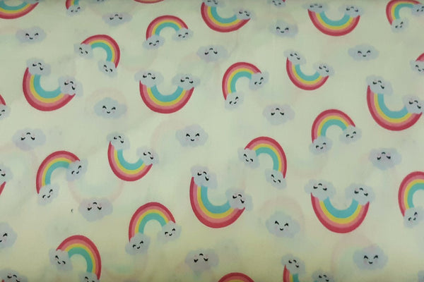 Rainbow Fabrics Rainbow On Light Cream Patchwork / Craft Fabric Blue Craft Fabric