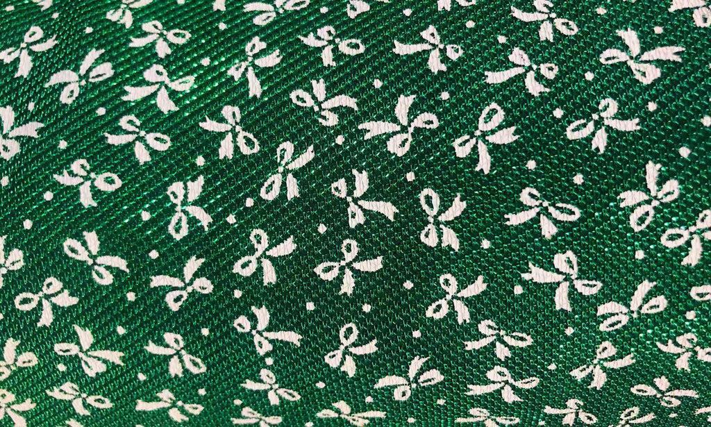 Rainbow Fabrics Ribbon on Christmas Green Fleece