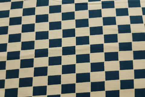 Royal Blue And Beige Check Patchwork / Craft Fabric