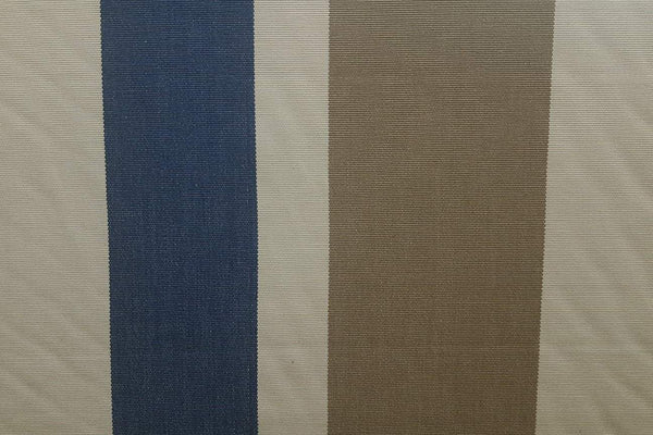 Rainbow Fabrics Royal Blue, Khaki And Ivory Stripe Canvas Upholstery