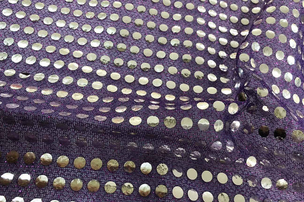 Rainbow Fabrics RS: Sliver Sequin on Purple Black Fabric
