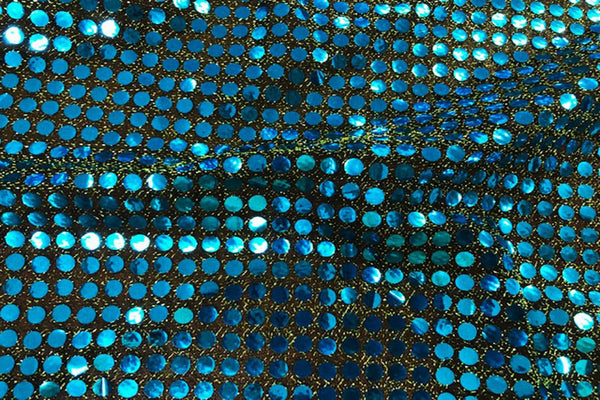 Rainbow Fabrics RS: Teal Sequin on Dark Green Black Fabric