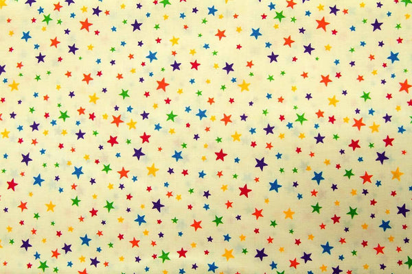 Rainbow Fabrics S1: Rainbow Stars Yellow Yellow Craft Fabric