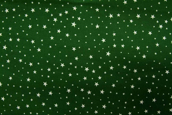 Rainbow Fabrics S1: White Stars Dark Green Green Craft Fabric