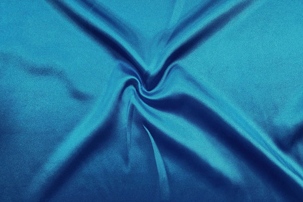 Rainbow Fabrics SA: Aquamarine Blue Stretch Satin White Fabric