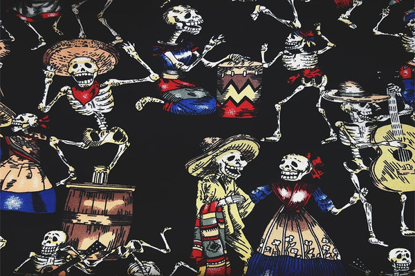 Rainbow Fabrics Skeletons On Black Patchwork / Craft Fabric Blue Craft Fabric
