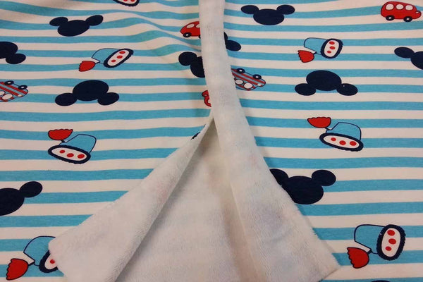 Rainbow Fabrics SPF: Mickey Printed Sapphire Plush Fleece