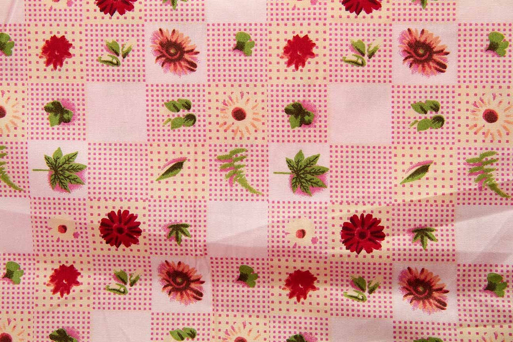 Red Flower on Pink Cotton Patchwork Fabric | Rainbow Fabrics Sydney