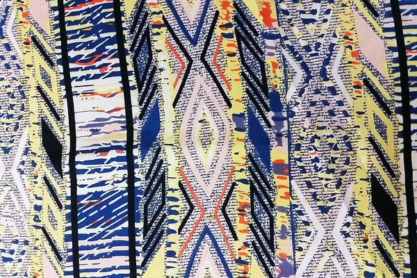 Rainbow Fabrics SS#1: Aztec Pattern # 5 Stretch Silk Satin Stretch Silk Satin