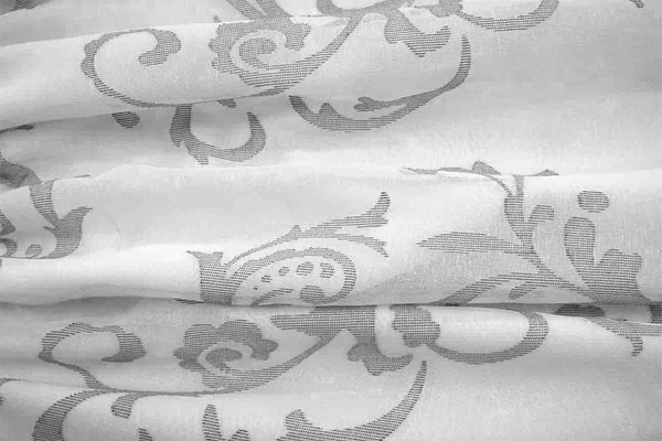 Rainbow Fabrics VC: Grey Baroque Pattern Voile Curtain Fabric