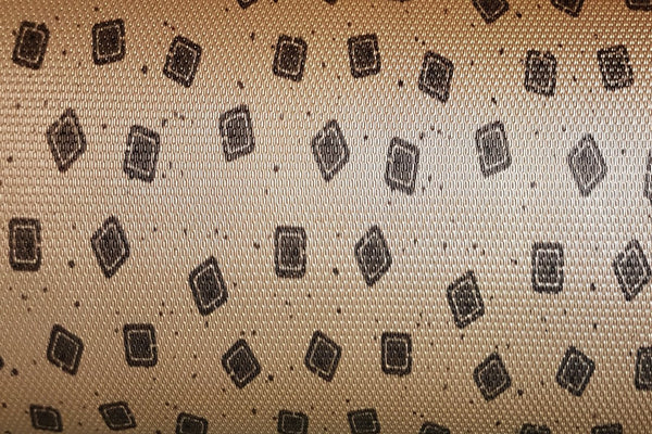 Rainbow Fabrics VE: Black Squares Tan Vinyl