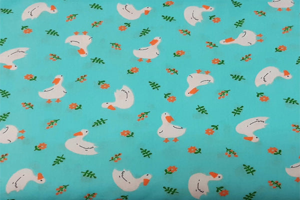 Rainbow Fabrics White Ducks on Light Blue Patchwork / Craft Fabric Blue Craft Fabric