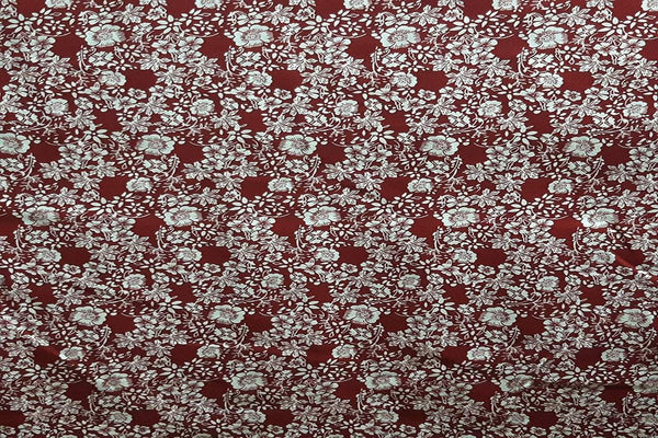 Rainbow Fabrics White Flower Abstract On Light Maroon Printed Cotton