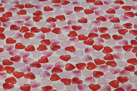 White Shades With Pink Love Heart Patchwork / Craft Fabric SOLD OUT