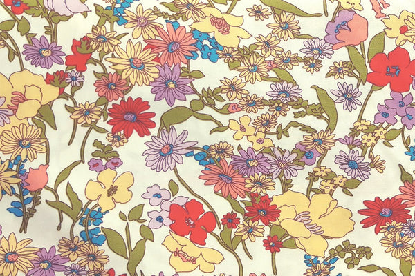 Rainbow Fabrics Wild Summer Flower Patchwork / Craft Fabric Red Craft Fabric