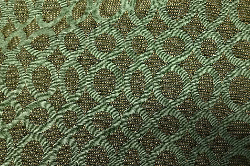 Rainbow Fabrics WU: Green Circles Fern Waterproof Upholstery - 23